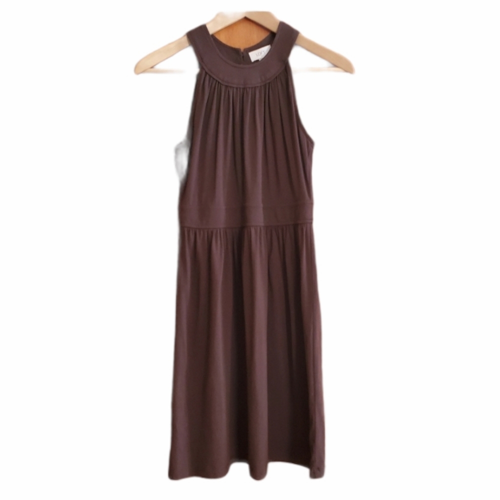 Loft High neck Halter Sleeveless dress Size XS 0 2 Brown
